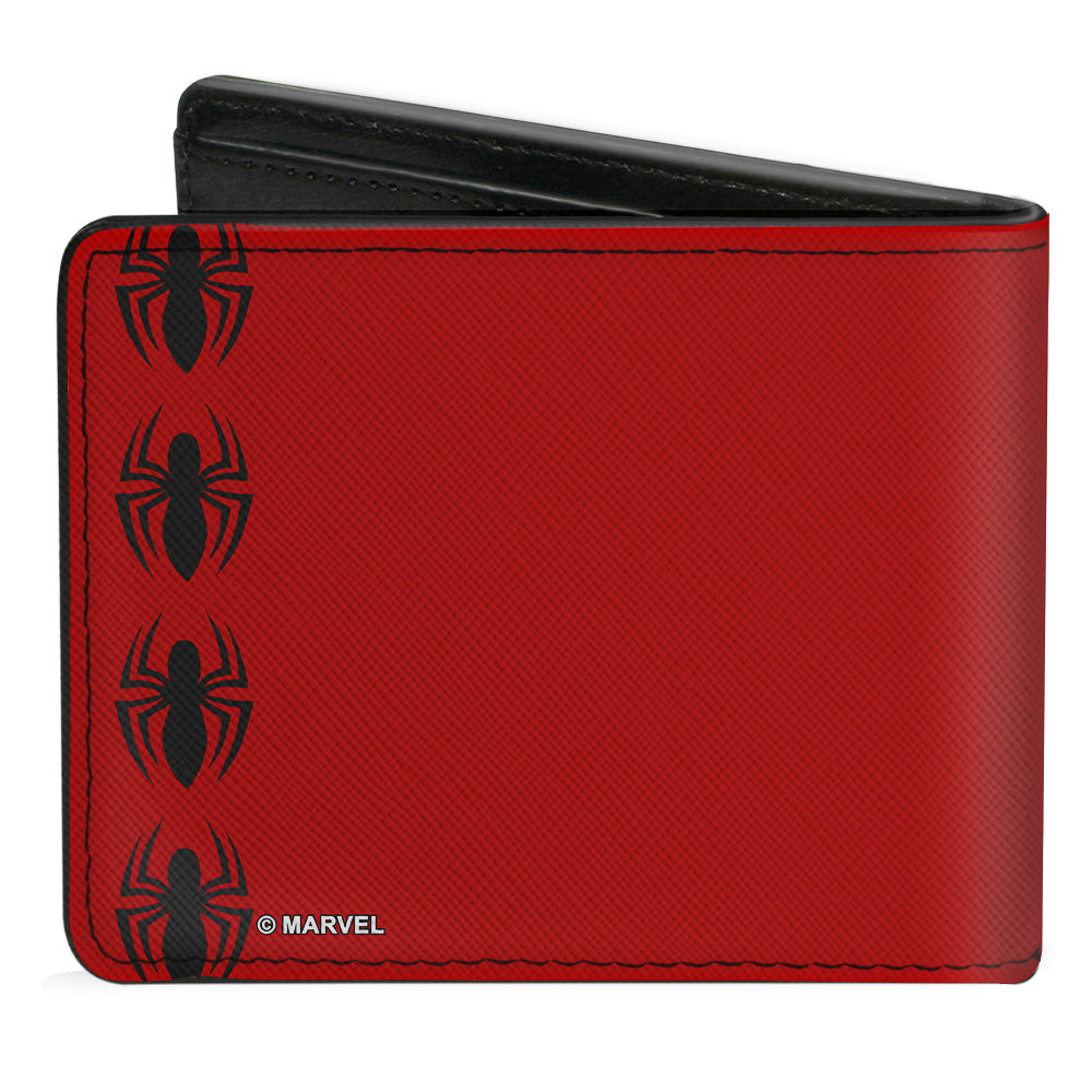 ULTIMATE SPIDER-MAN Bi-Fold Wallet - Spider-Man Face CLOSE-UP + Spiders Red Black