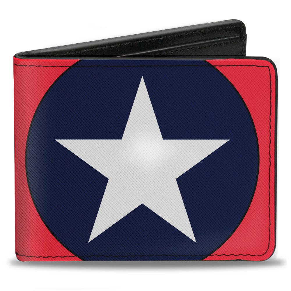 MARVEL AVENGERS Bi-Fold Wallet - Captain America CLOSE-UP Shield Navy Red White