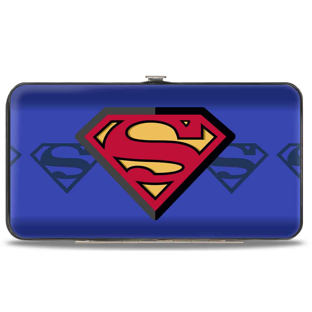 Hinged Wallet - Superman Shield Centered Shield Stripe Blues