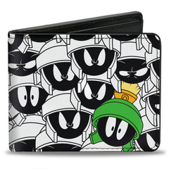 Bi-Fold Wallet - Marvin the Martian Expressions Stacked White Black Green Yellows