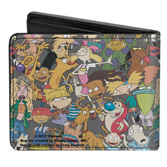 Bi-Fold Wallet - Nick 90's Rewind Multi Character Mash Up Collage Gray