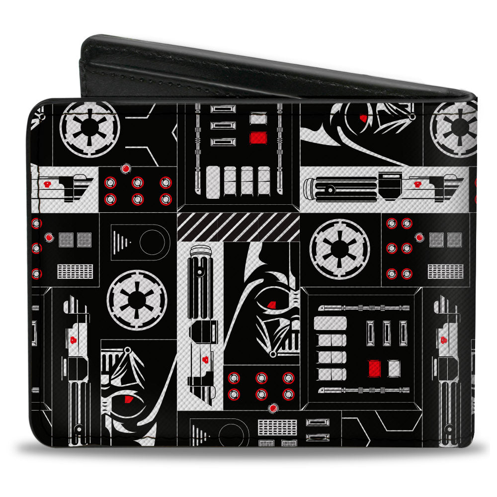 Bi-Fold Wallet - Star Wars Darth Vader Icons Collage Black White Red