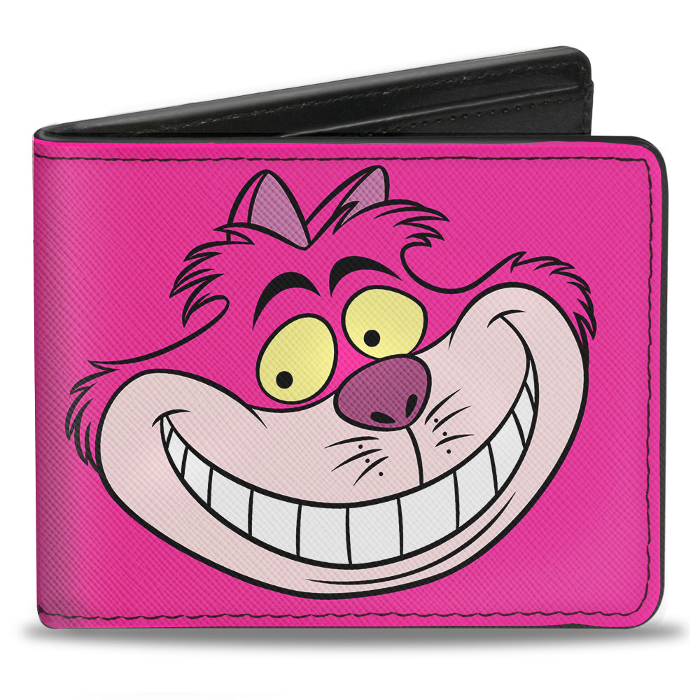 Bi-Fold Wallet - Cheshire Cat Face + Stripes Pinks