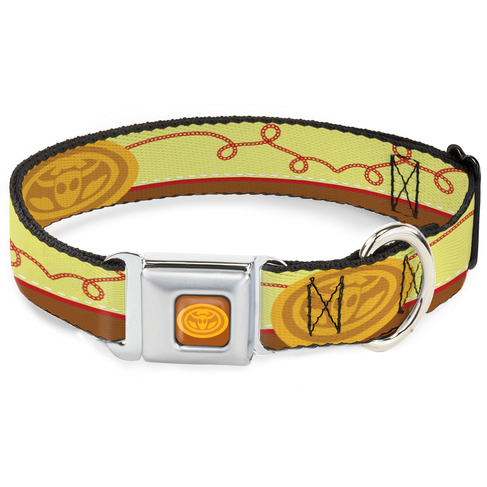 Toy Story Jessie Cowboy Buckle Logo Browns Seatbelt Buckle Collar - Toy Story Jessie Bounding Cowboy Buckle Lasso Stripe Yellow/Red/Brown