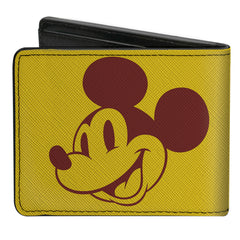 Bi-Fold Wallet - Mickey Mouse FRESH Walking Pose + Smiling Face Yellow Brick