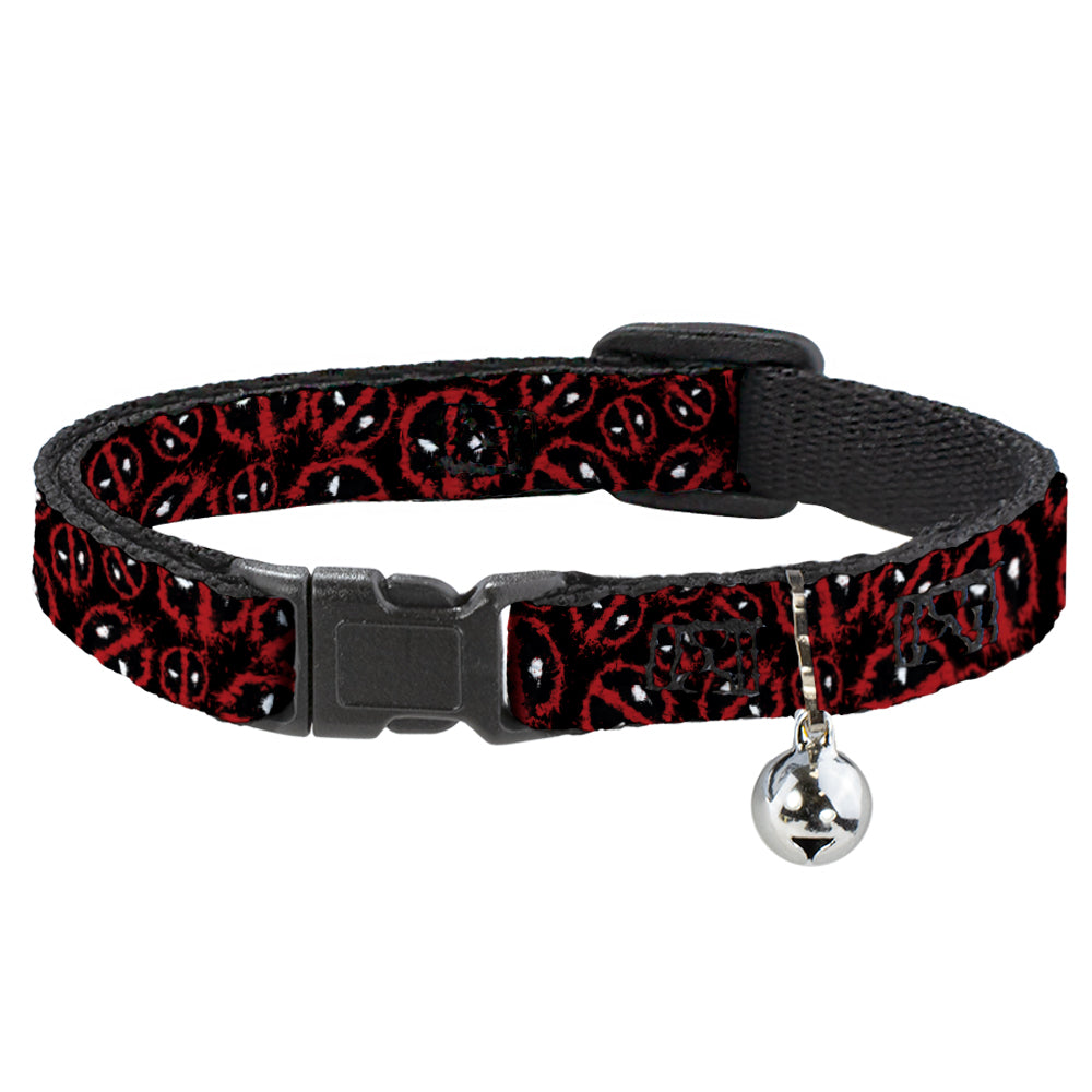 MARVEL DEADPOOL Cat Collar Breakaway - Deadpool Splatter Logo Scattered Black Red White