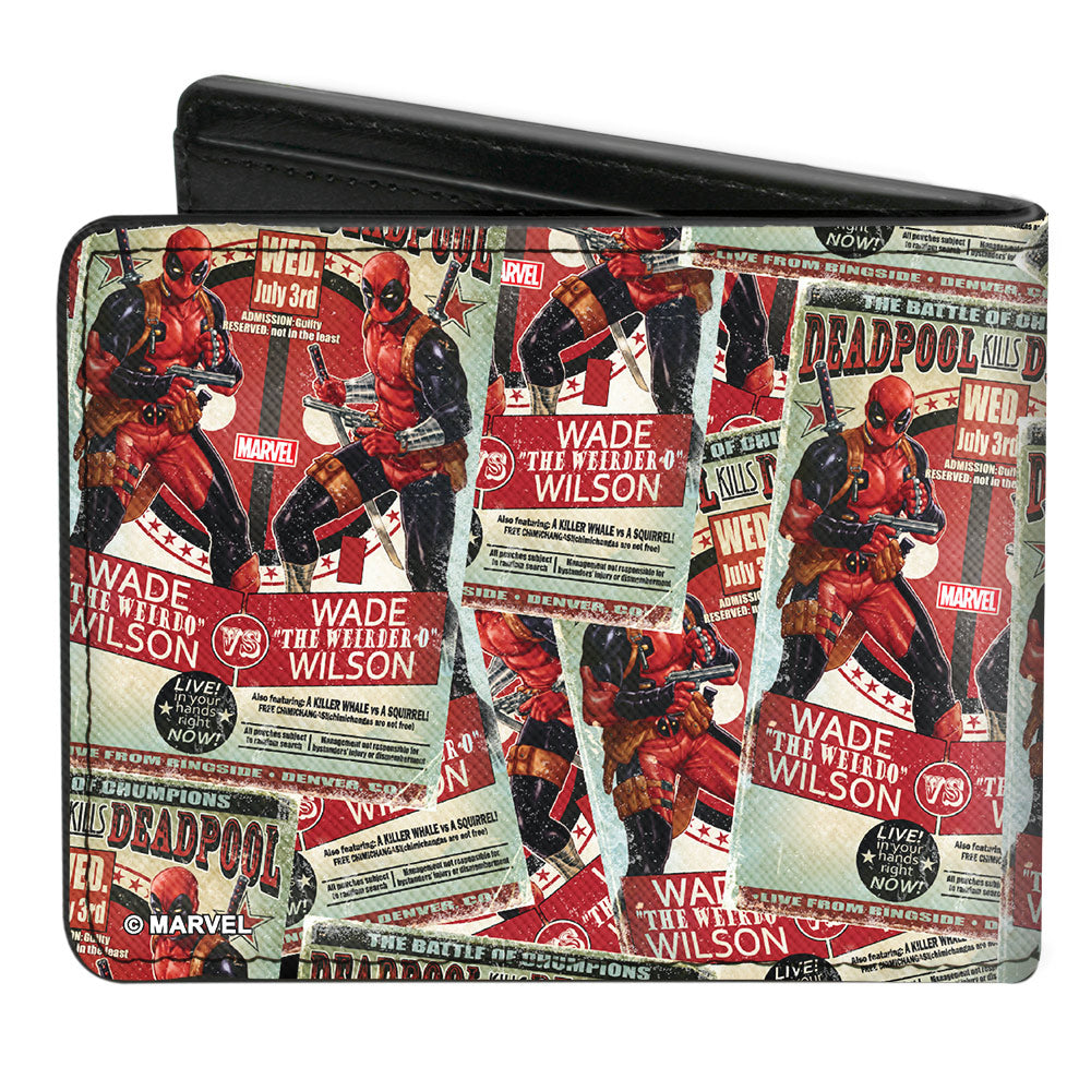 MARVEL NOW Bi-Fold Wallet - Deadpool Arms Crossed Pose Badge WADE VS WADE Poster Stacked