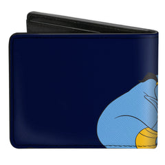 Bi-Fold Wallet - Aladdin Genie APPLAUSE Pose Black Neon Blue