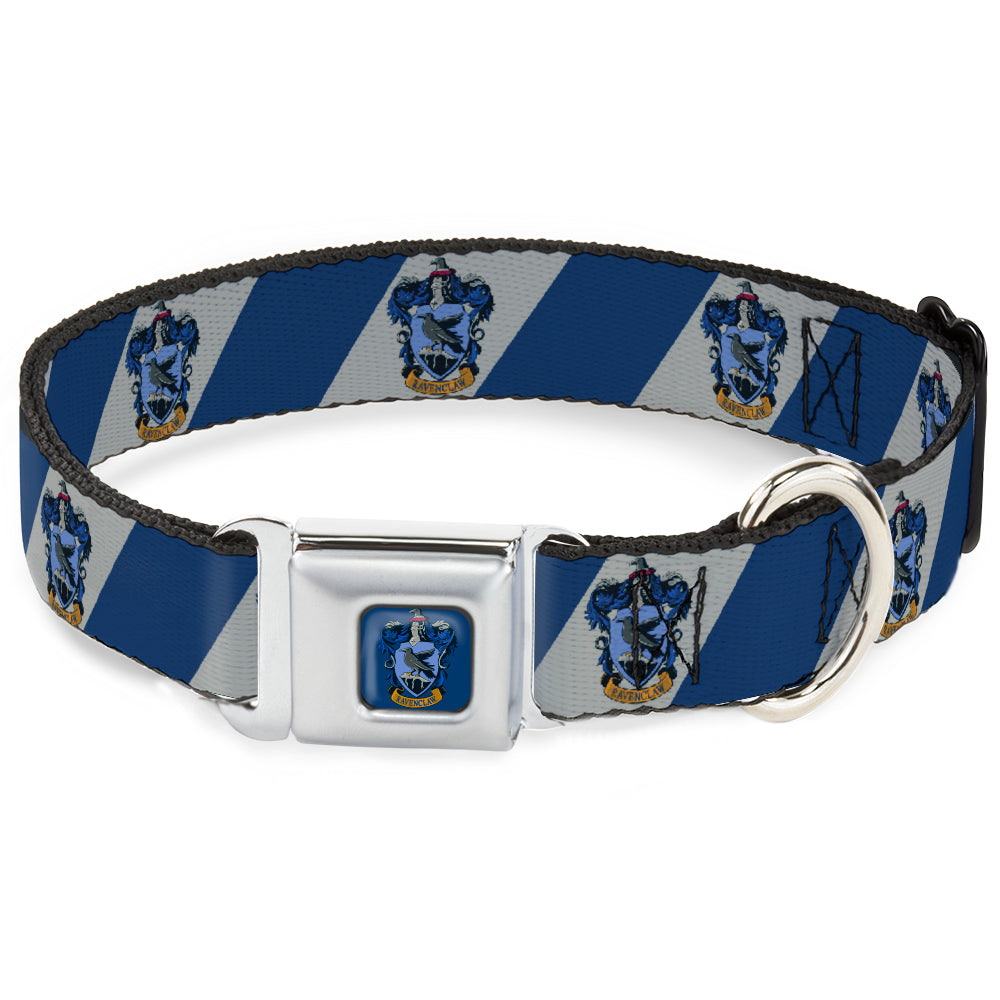 RAVENCLAW Crest Full Color Blue Seatbelt Buckle Collar - RAVENCLAW Crest Diagonal Stripe Gray/Blue