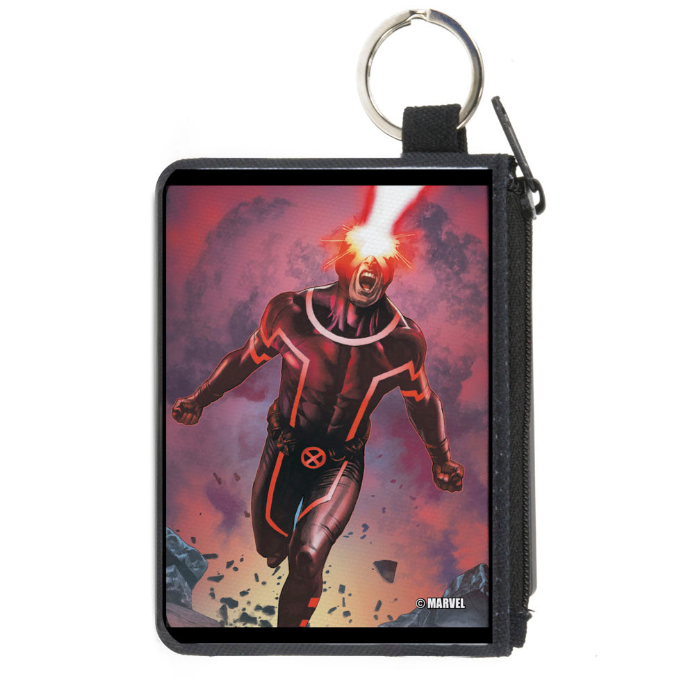 MARVEL X-MEN Canvas Zipper Wallet - MINI X-SMALL - New X-Men Cyclops Action Optic Blast Pose Reds