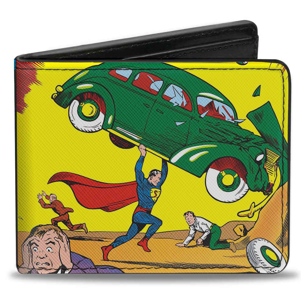 Bi-Fold Wallet - Classic ACTION COMICS Issue #1 Superman Lifting Car Cover Pose