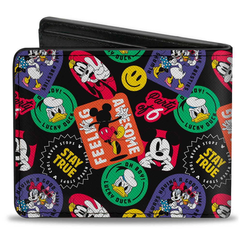 Bi-Fold Wallet - Disney The Sensational Expression Badges Black Multi Color