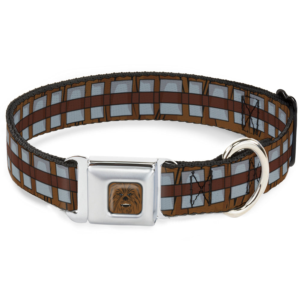 Star Wars Chewbacca Face CLOSE-UP Full Color Brown Seatbelt Buckle Collar - Star Wars Chewbacca Bandolier Bounding Browns/Gray