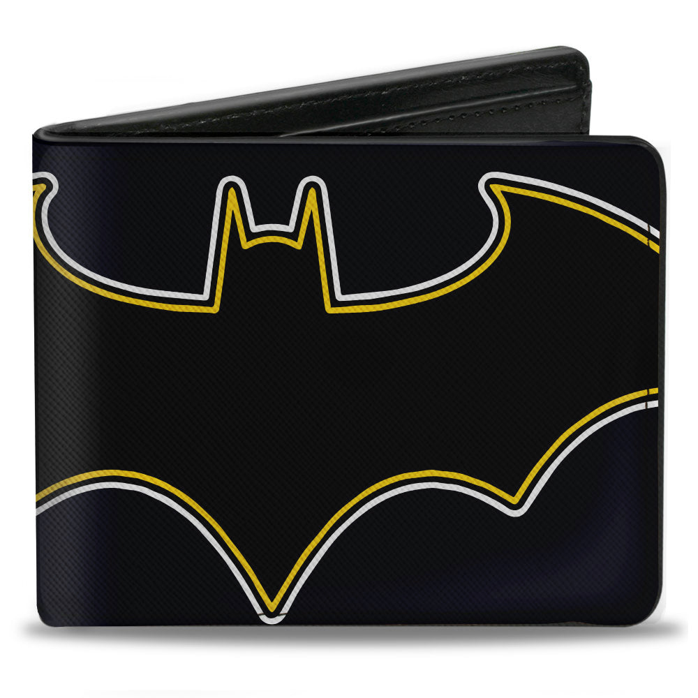 Bi-Fold Wallet - BATMAN Bat Logo Close-Up Black White Yellow