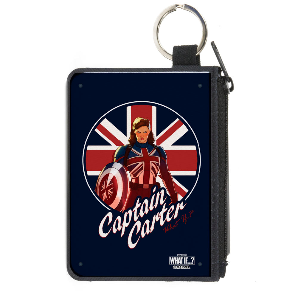 MARVEL STUDIOS WHAT IF Canvas Zipper Wallet - MINI X-SMALL - Marvel Studios WHAT IF ? CAPTAIN CARTER Union Jack Pose Navy White Red