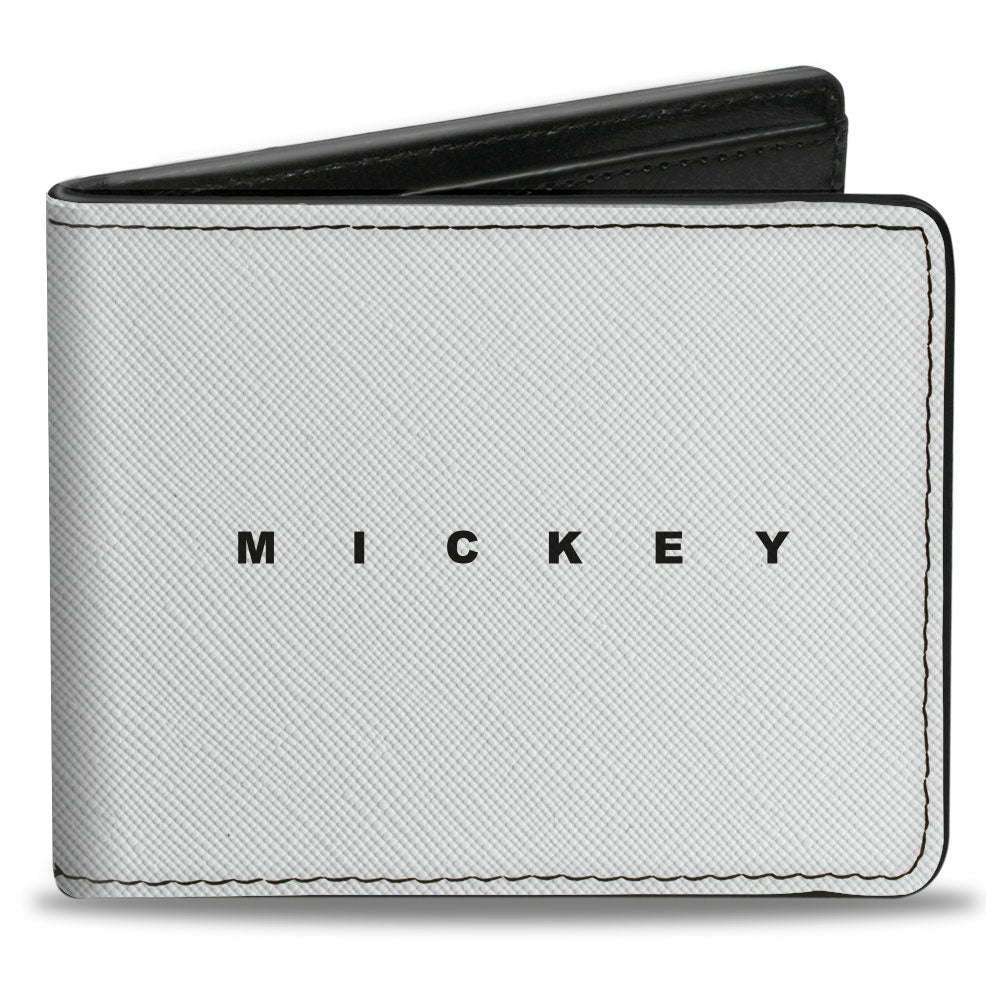Bi-Fold Wallet - MICKEY Text + Classic Silhouette M Pose White Black