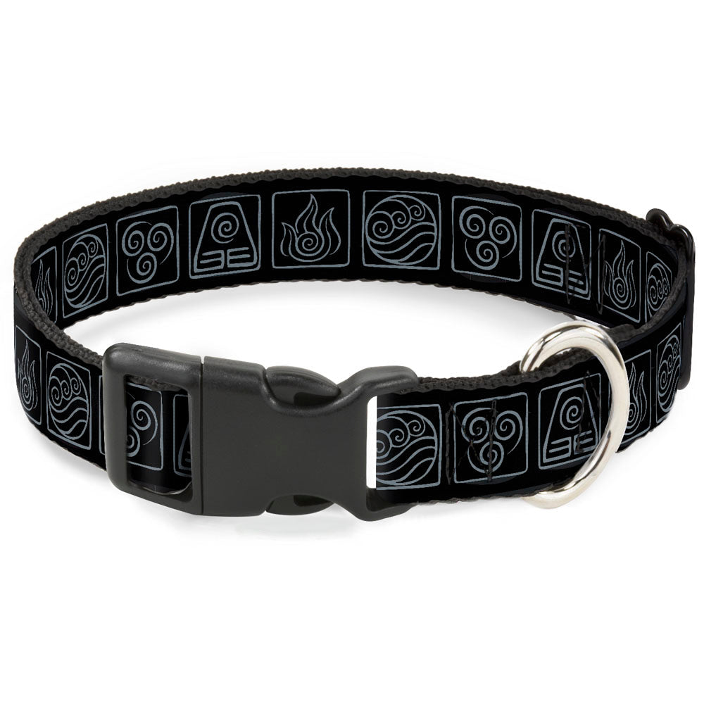 Plastic Clip Collar - Avatar the Last Airbender Bending Elements Icons Black/Gray