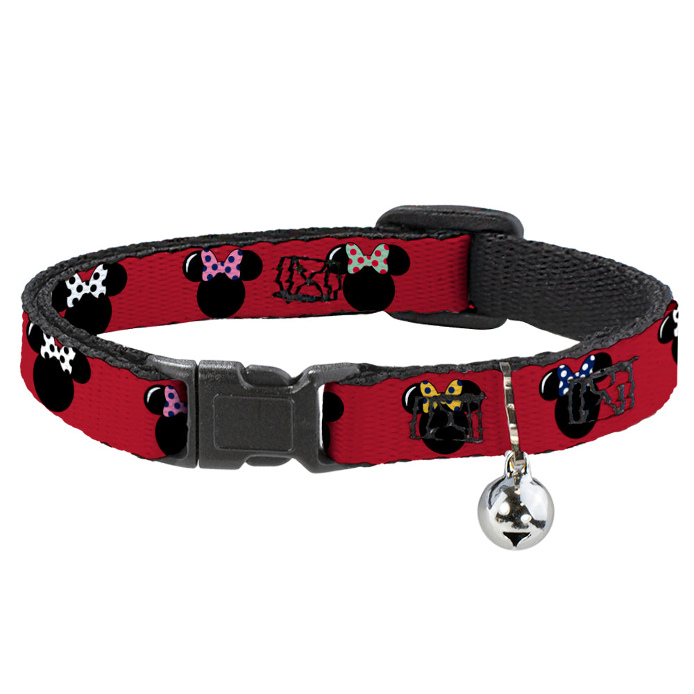 Cat Collar Breakaway - Minnie Mouse Silhouette Red Black Polka Dot