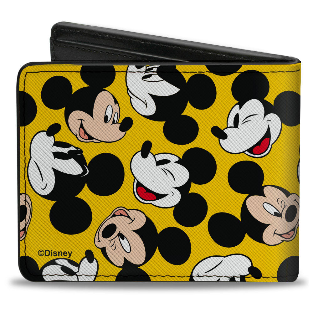 Bi-Fold Wallet - Mickey Mouse Through the Years Expressions Scattered Yellow