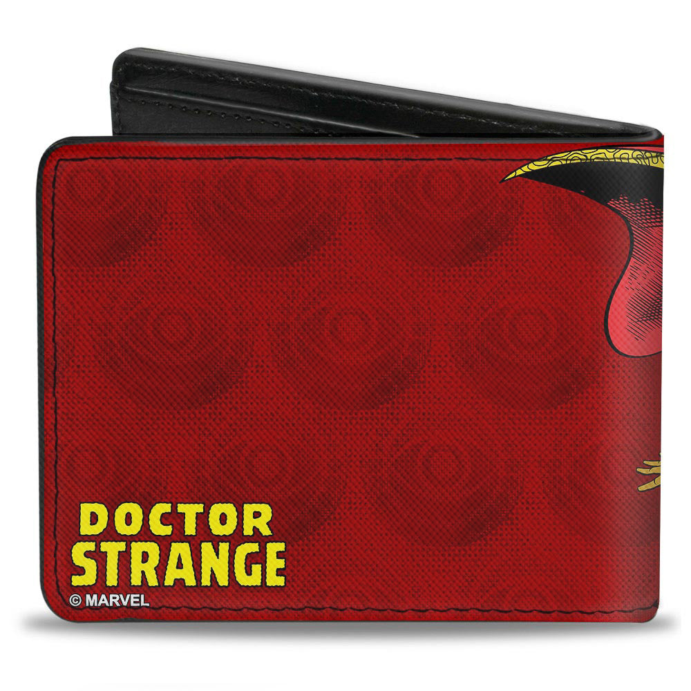 MARVEL COMICS Bi-Fold Wallet - Classic Doctor Strange + Text Eye of Agamotto Monogram Reds