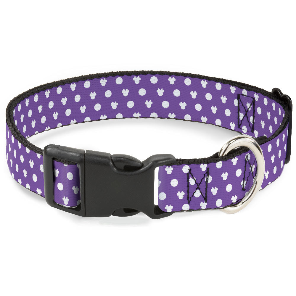 Plastic Clip Collar - Minnie Mouse Ears Monogram/Dots Purple/White