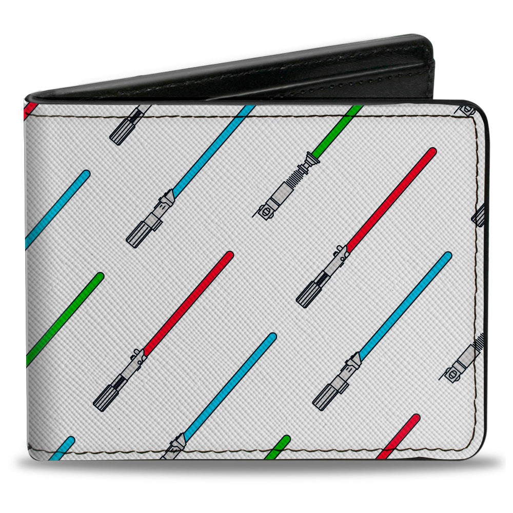 Bi-Fold Wallet - Star Wars Lightsabers Cartoon White