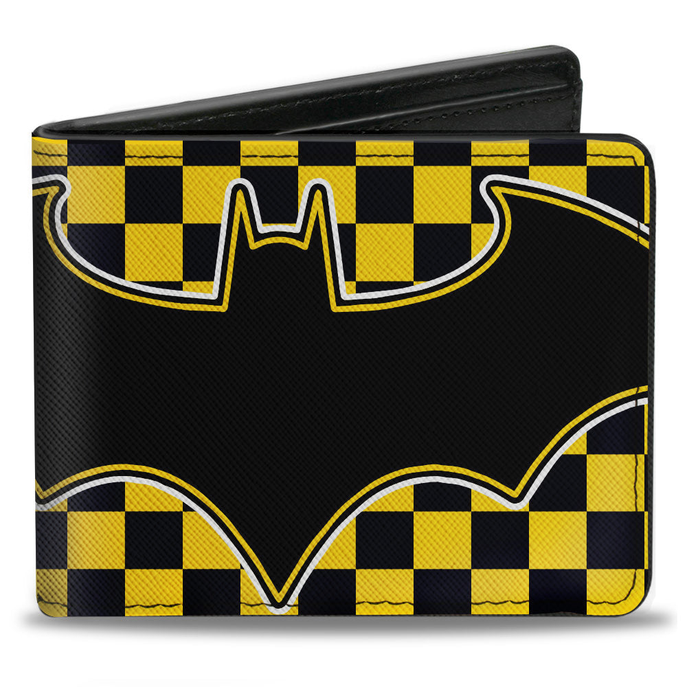 Bi-Fold Wallet - BATMAN Bat Logo Close-Up Checker Yellow Black