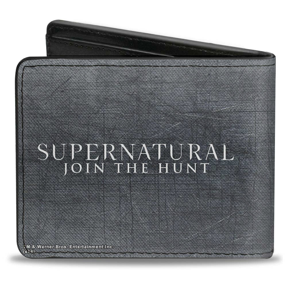 Bi-Fold Wallet - Supernatural NOTHING IN OUR LIVES IS SIMPLE Devil&#39;s Trap Symbol + Logo Grays