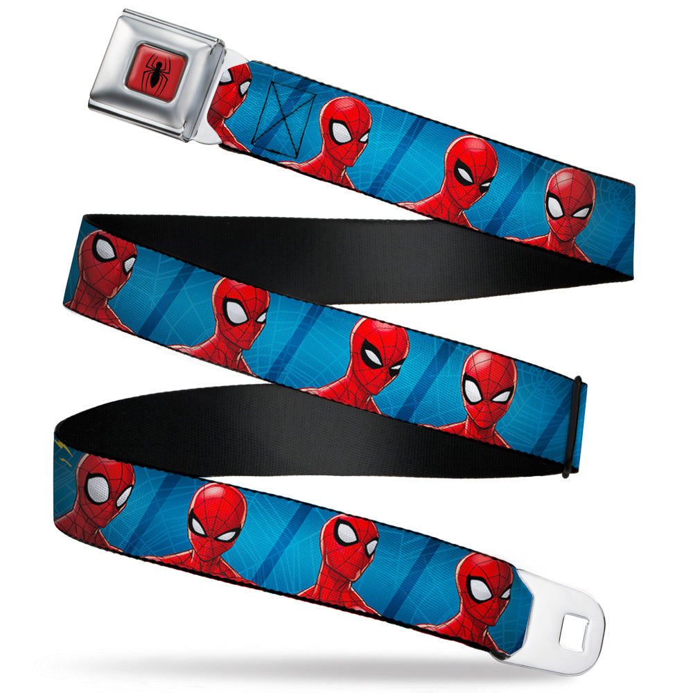 2016 SPIDER-MAN Spider Logo5 Full Color Red Black Seatbelt Belt - Spider-Man 6-Expressions/Spiderwebs Blues Webbing