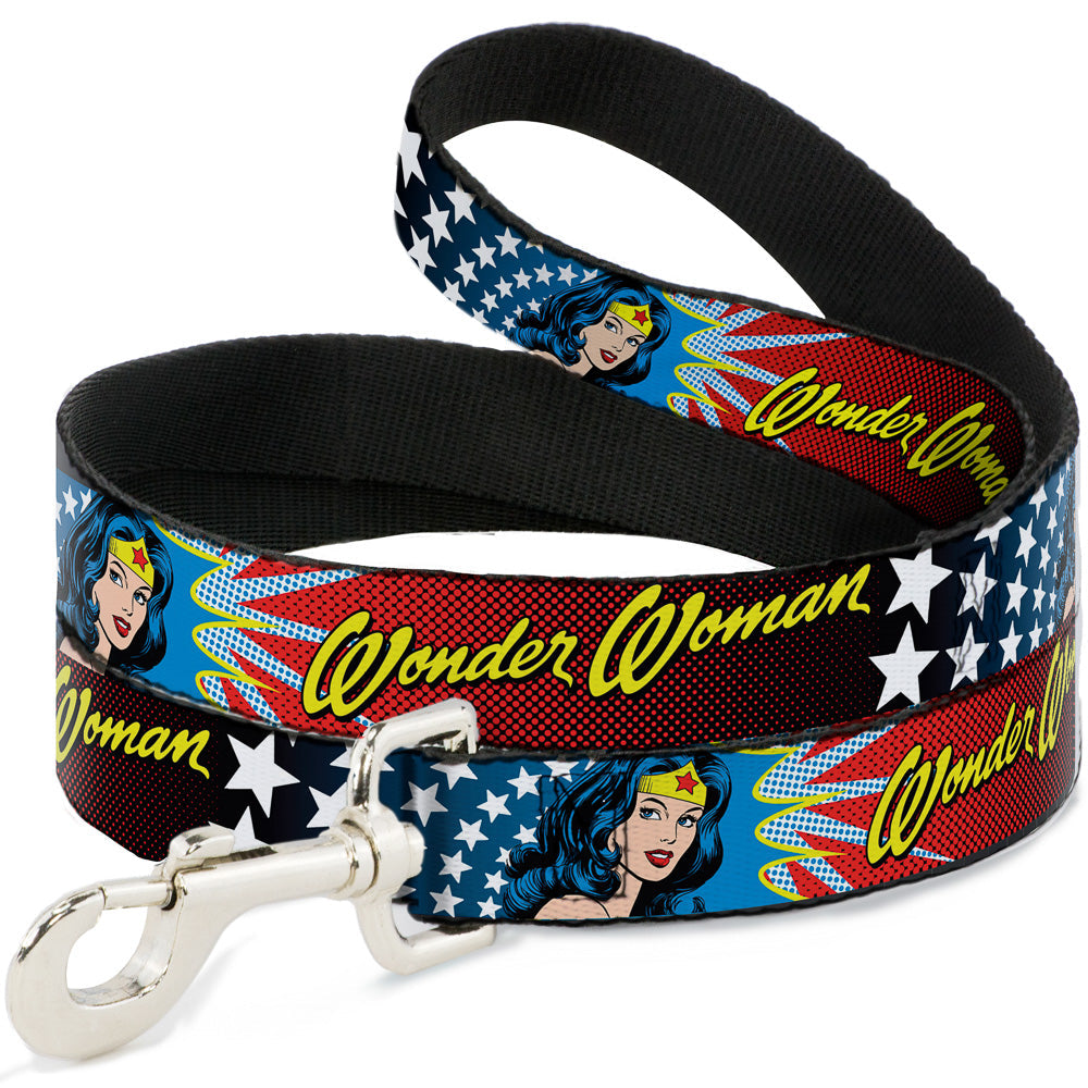 Dog Leash - Wonder Woman Face w/Stars