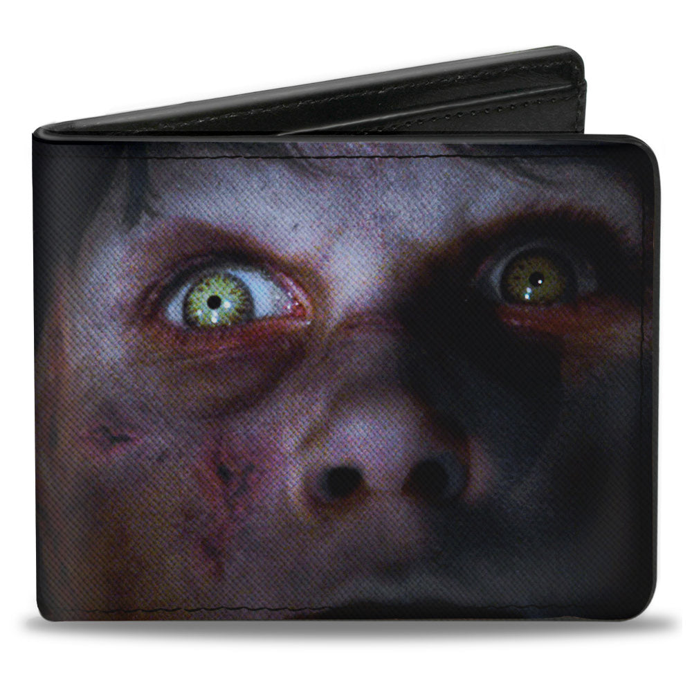 Bi-Fold Wallet - The Exorcist Regan's Face CLOSE-UP + Logo Black White