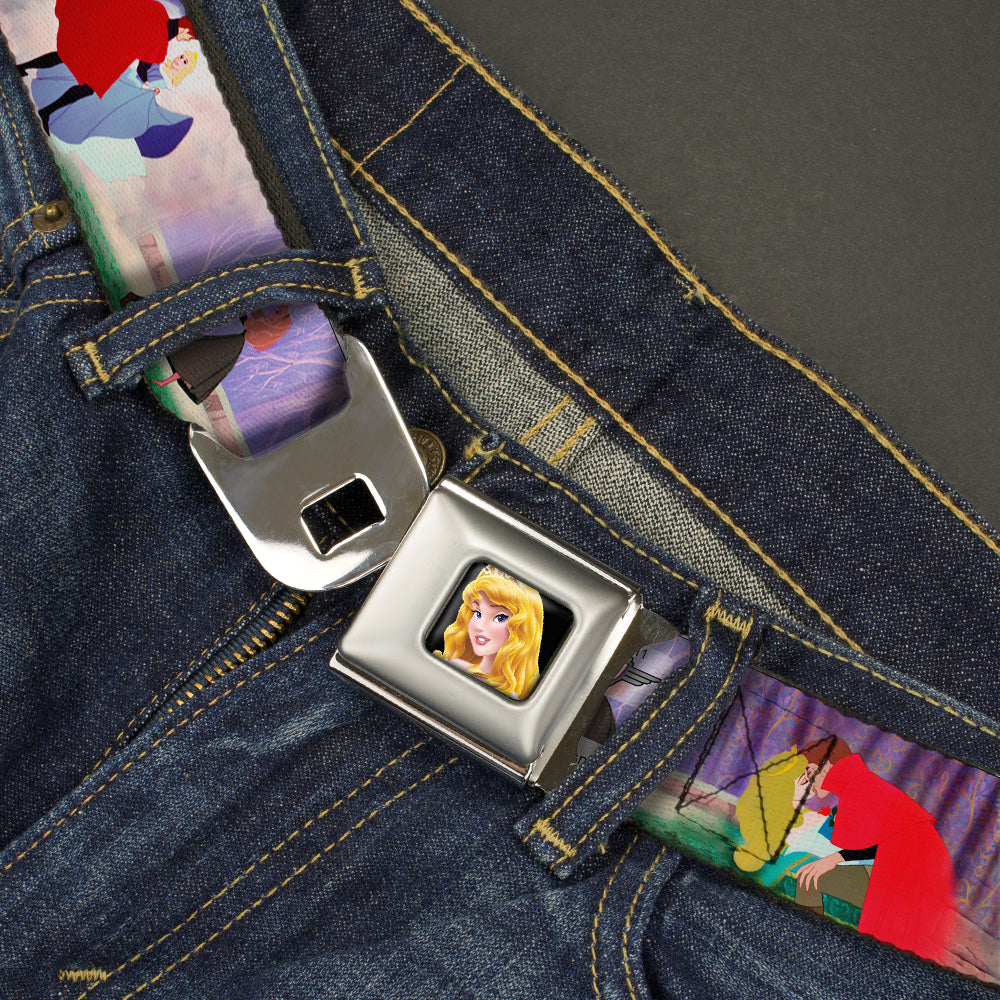 Sleeping Beauty Princess Aurora Full Color Seatbelt Belt - Sleeping Beauty &amp; Prince Scenes Webbing