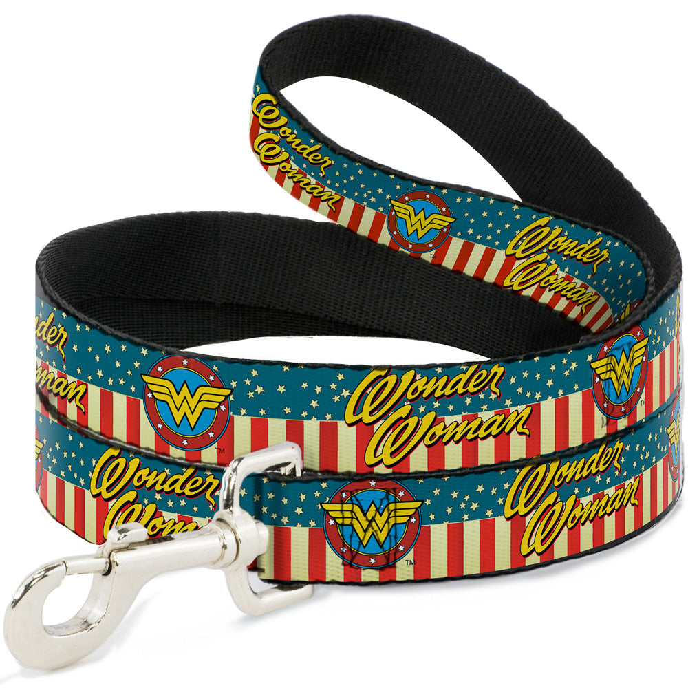 Dog Leash - WONDER WOMAN/Logo Americana Red/White/Blue/Yellow