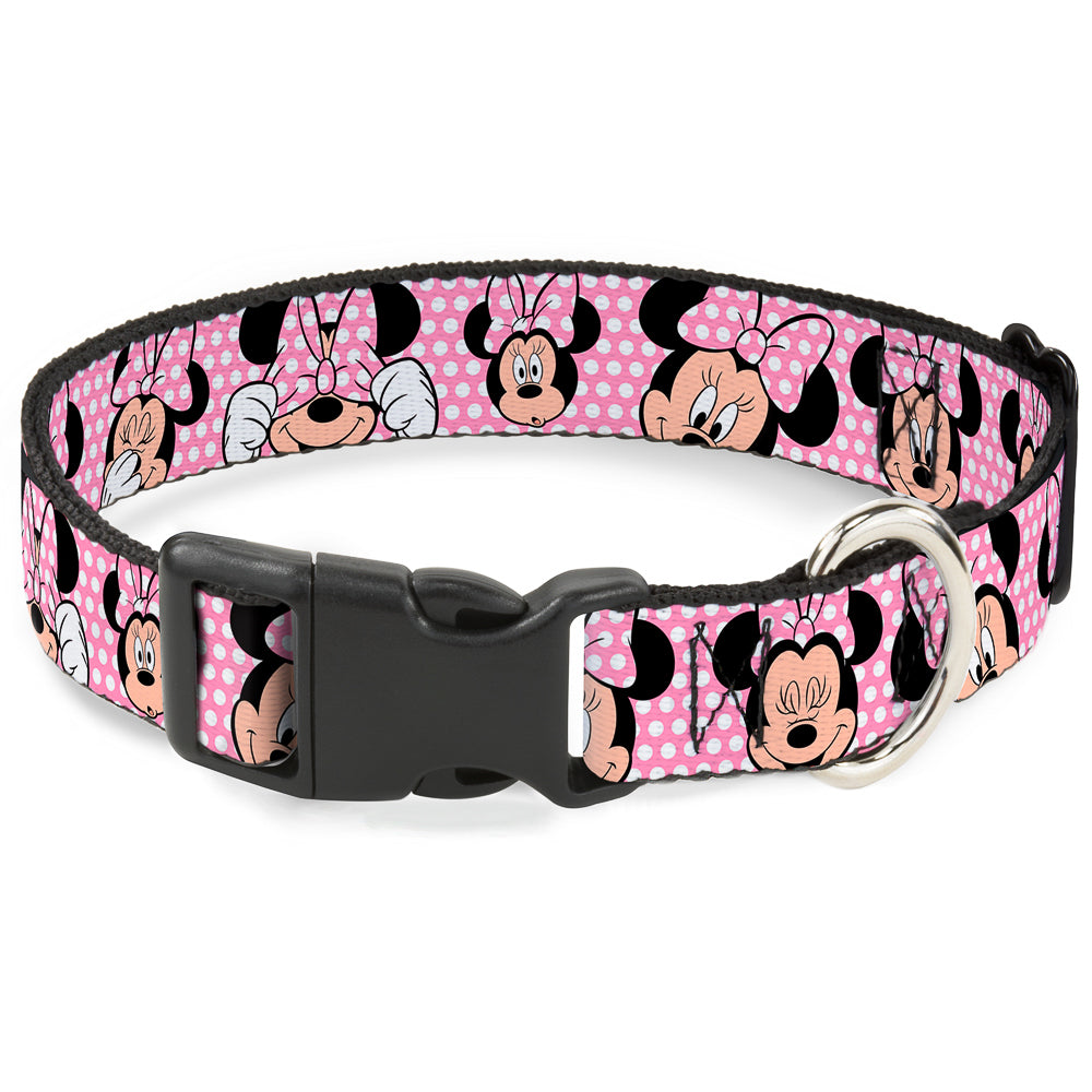 Plastic Clip Collar - Minnie Mouse Expressions Polka Dot Pink/White