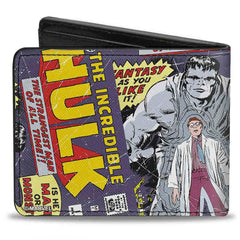 MARVEL COMICS Bi-Fold Wallet - Classic HULK Issue #1 Cover Pose THE STRANGEST MAN OF ALL TIME Stacked