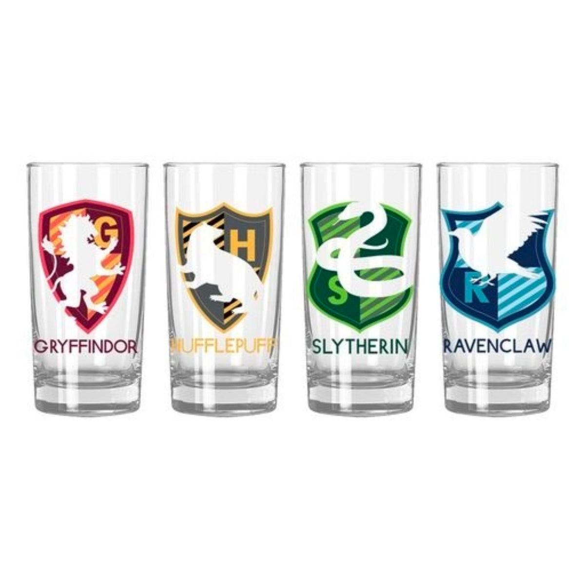 Harry Potter Crests Silo Stripes 4pc 10oz Tumbler Glass Set
