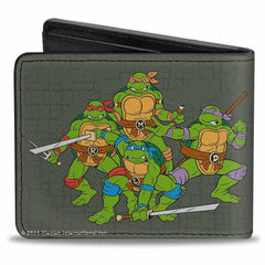 Bi-Fold Wallet - KEEP IT LEAN, MEAN & GREEN + Classic Teenage Mutant Ninja Turtles Group Pose Gray