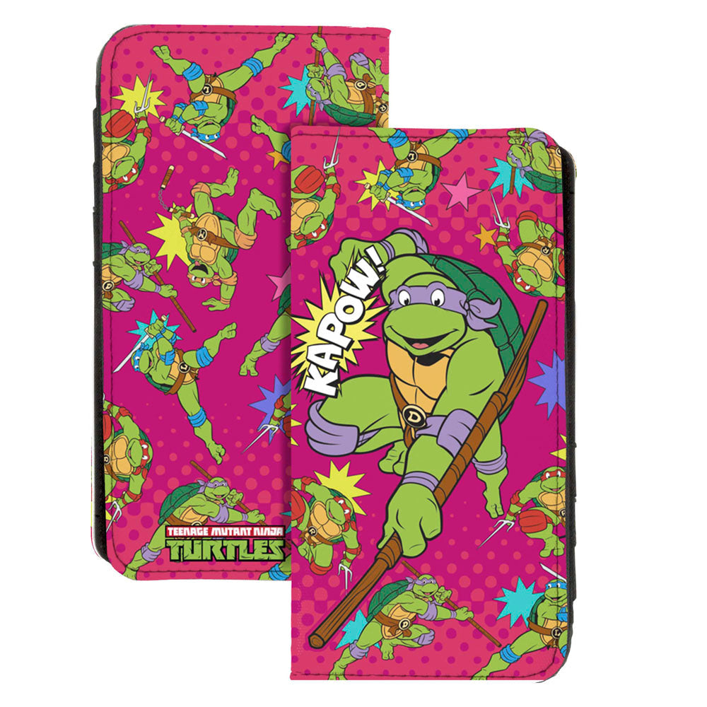 Canvas Snap Wallet - KAPOW! Donatello Action Pose Scattered Turtle Action Poses Halftone Pinks