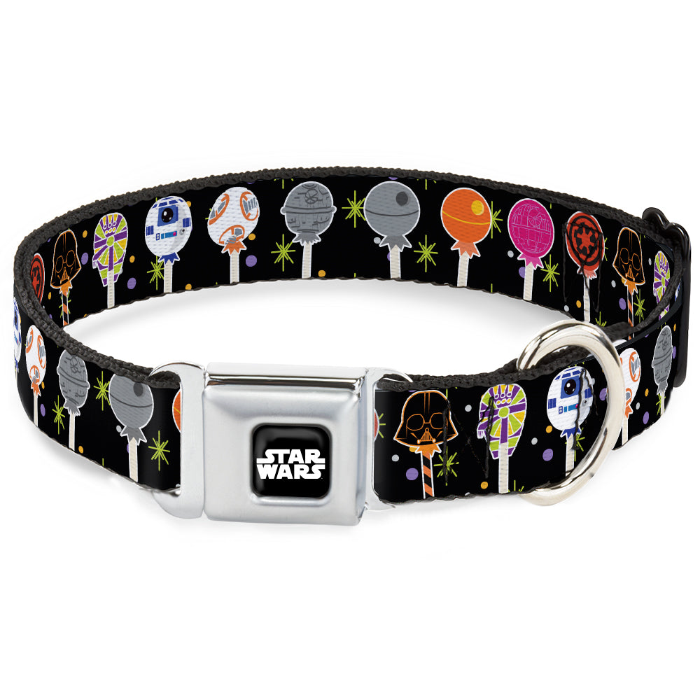 STAR WARS Logo Black/White Seatbelt Buckle Collar - Star Wars Festive Lollipop Icons Black/Multi Color