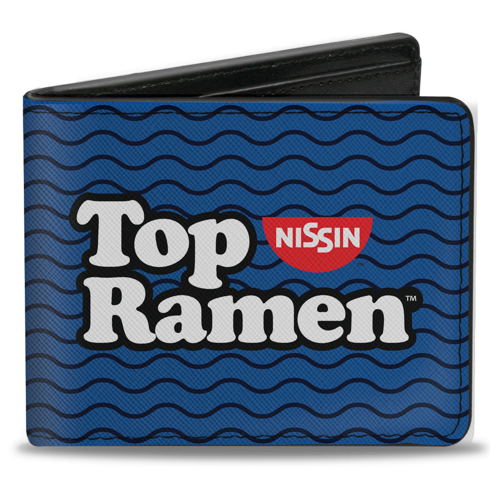 Bi-Fold Wallet - TOP RAMEN Noodle Wave Blue Black White