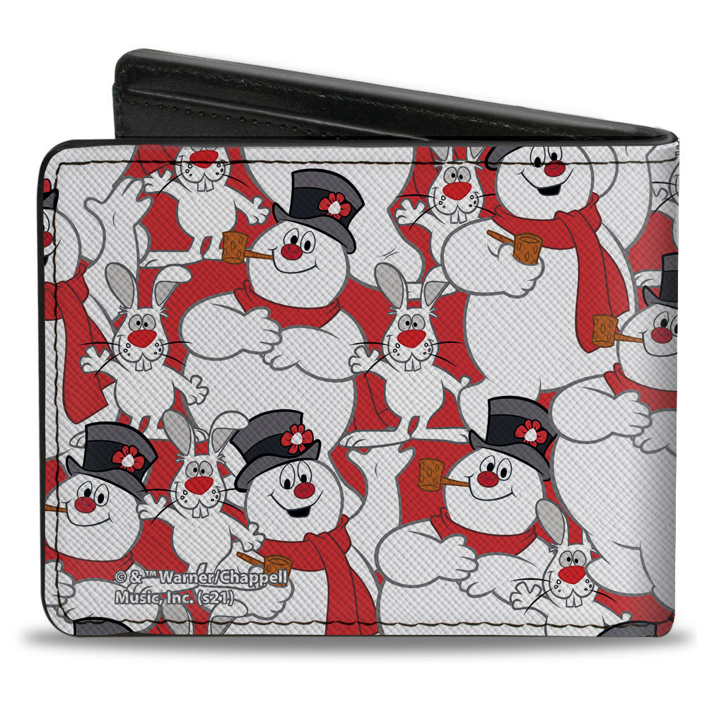Bi-Fold Wallet - Frosty the Snowman and Hocus Pocus Bunny Poses Stacked Red