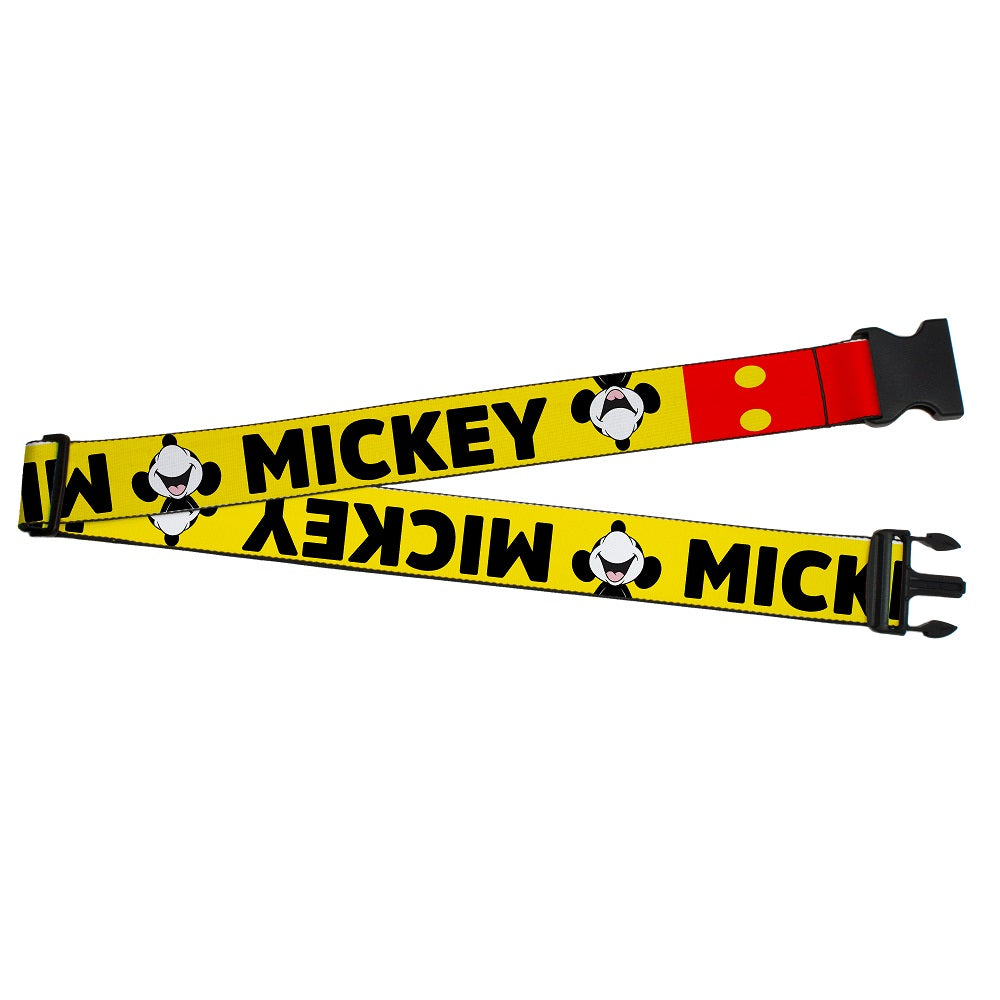 Luggage Strap - MICKEY Smiling Up Pose Flip Buttons Yellow Black Red