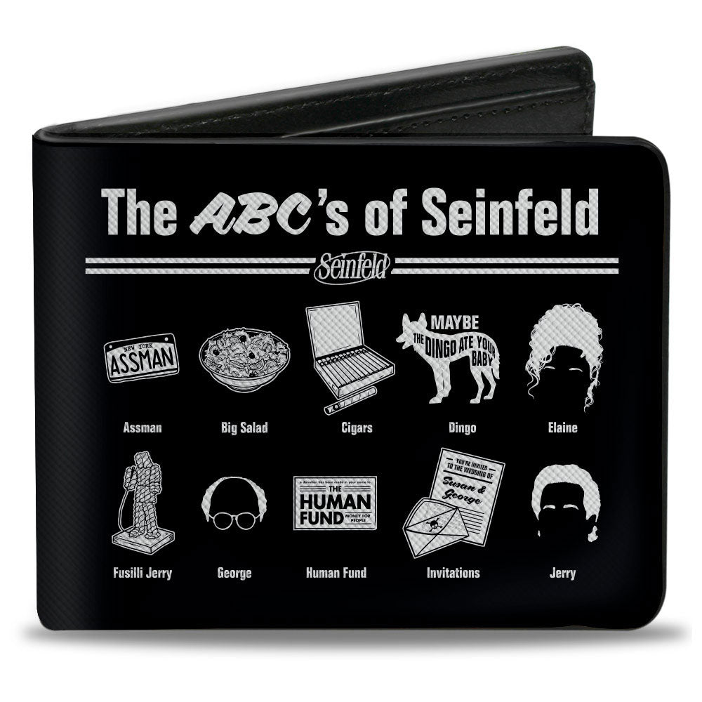Bi-Fold Wallet - Seinfeld THE ABC's OF SEINFELD Icons Black White