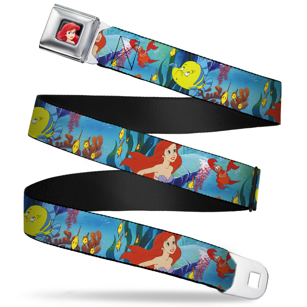 Ariel CLOSE-UP Full Color Seatbelt Belt - Ariel, Sebastian &amp; Flounder Scene Webbing