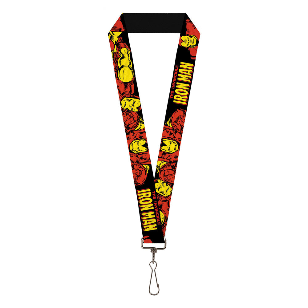 MARVEL COMICS Lanyard - 1.0&quot; - THE INVINCIBLE IRON MAN Action Poses Black Red Yellow