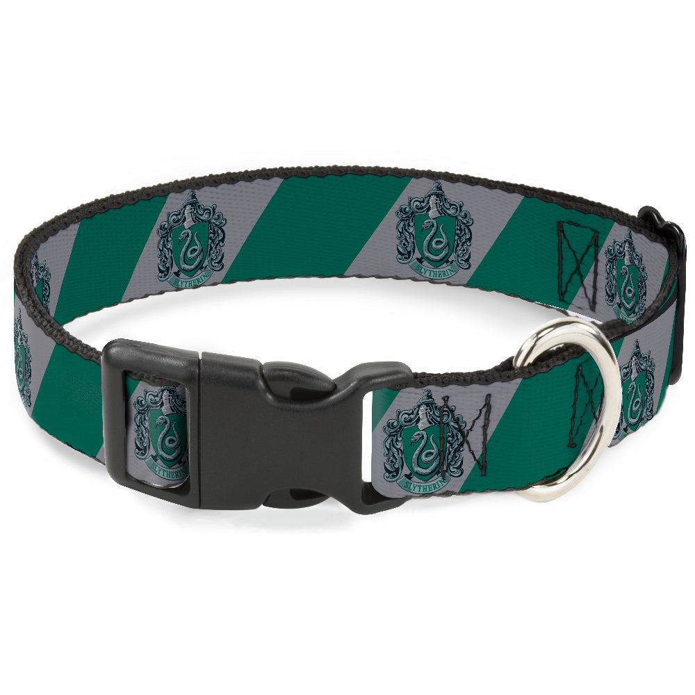 Plastic Clip Collar - SLYTHERIN Crest Diagonal Stripe Gray/Green