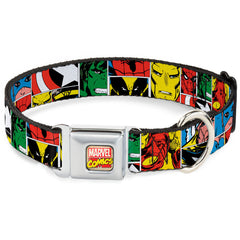 MARVEL COMICS Marvel Comics Logo Full Color Seatbelt Buckle Collar - Marvel Superhero Comic Blocks