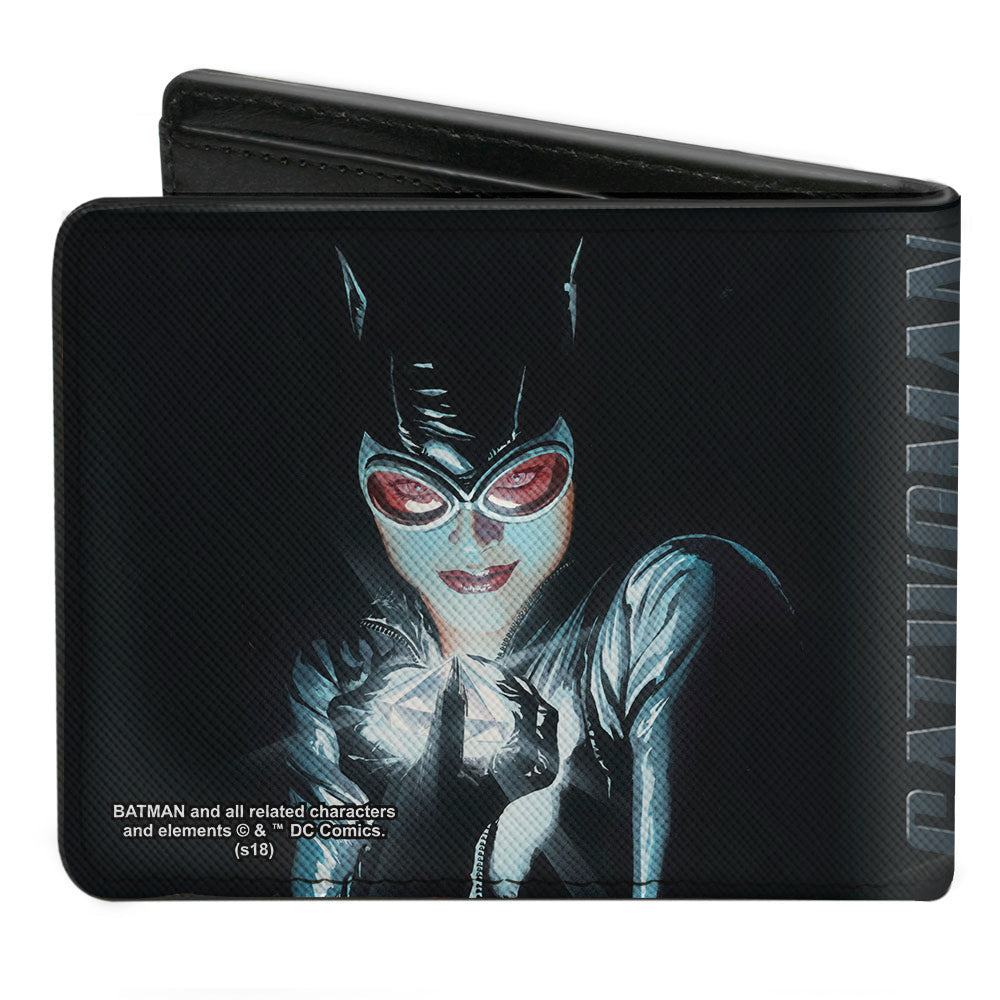 Bi-Fold Wallet - CATWOMAN Holding Diamond Batman Issue 685 Comic Book Cover Pose Black