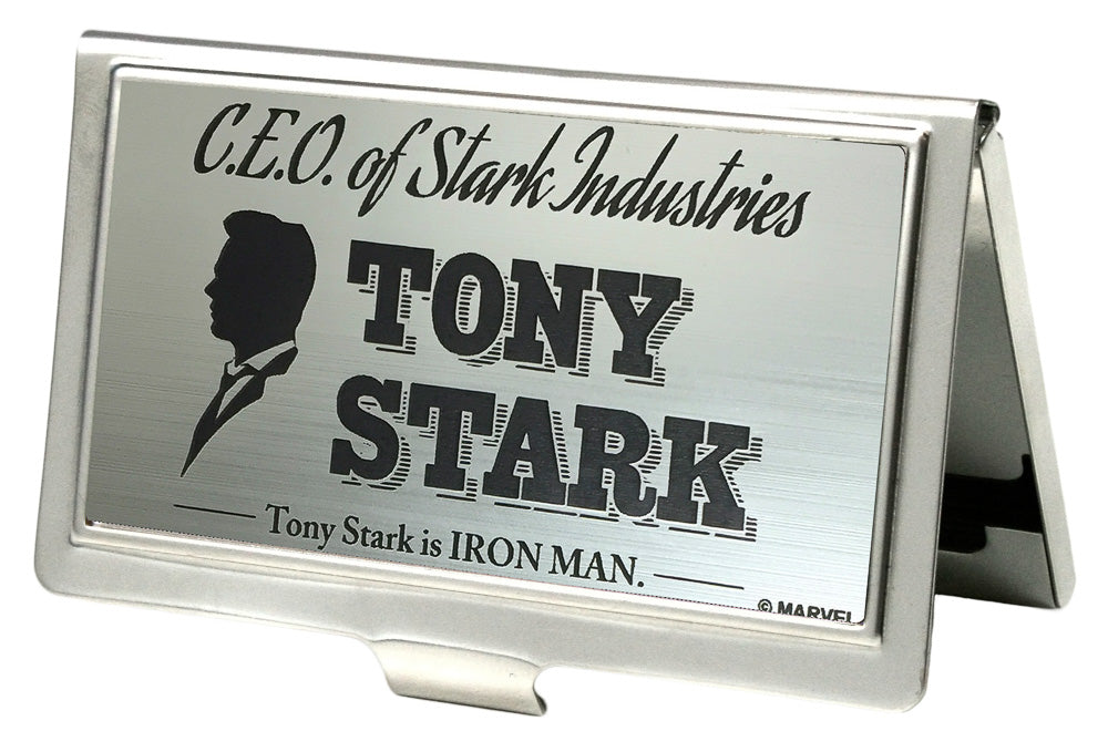 MARVEL AVENGERS Business Card Holder - SMALL - CEO OF STARK INDUSTRIES TONY STARK Brushed Silver Black