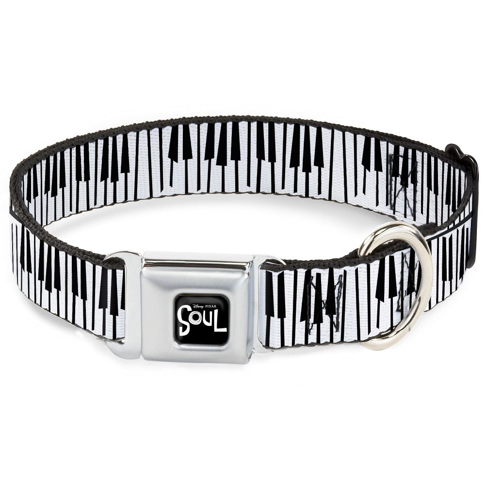 SOUL Text Logo Full Color Black/White Seatbelt Buckle Collar - Soul Piano Keys White/Black